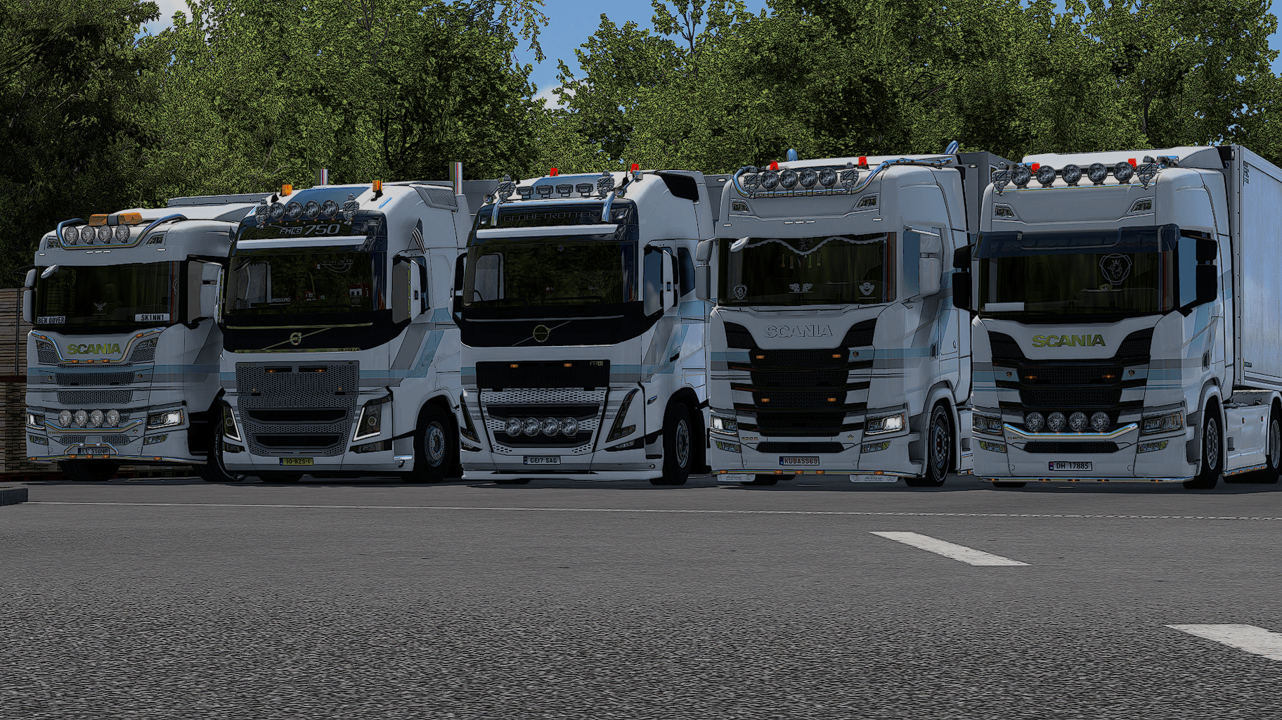 Trucks lining up