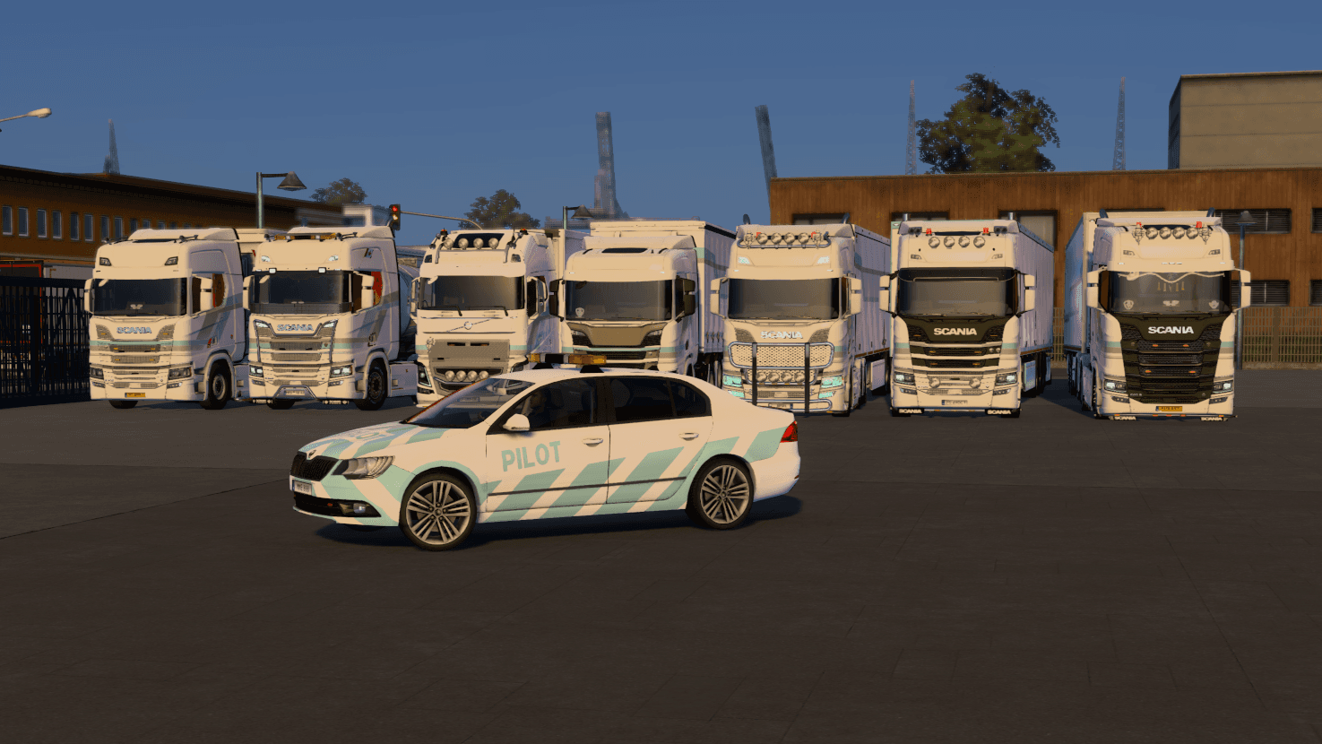 Trucks lining up